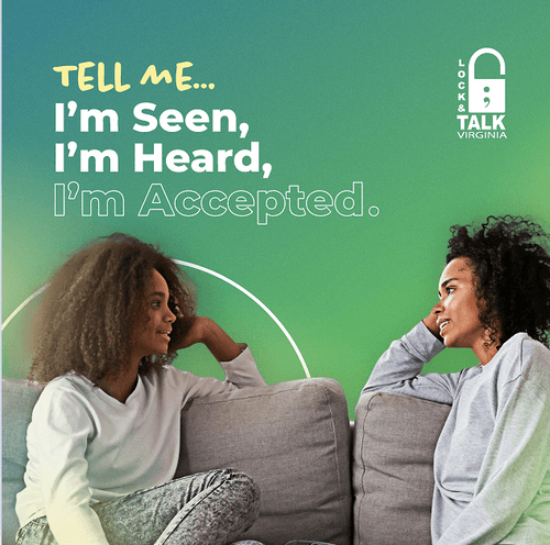 Tell me.. I'm Seen. I'm Heard. I'm Accepted social media graphic. May Mental Health Awareness Month 2023