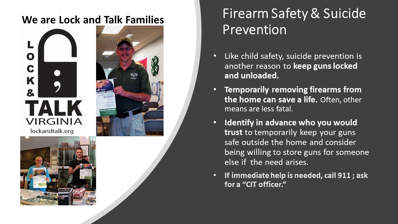 Sample of a slide to use in firearm courses for Lock and Talk partnerships.