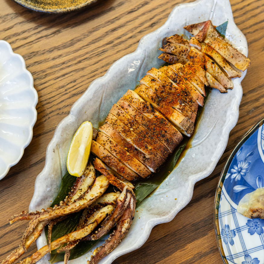 An aerial shot of a delectable squid dish