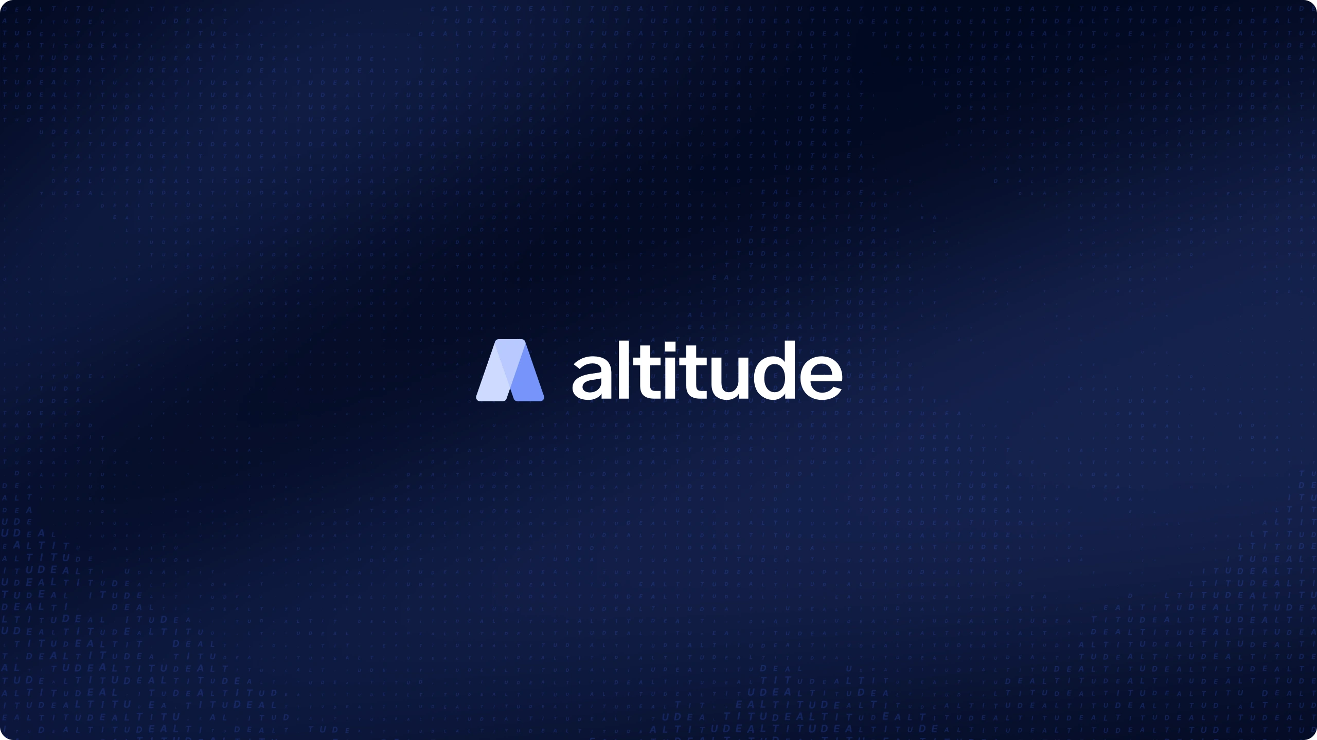 White altitude logo and text on a dark blue background with subtle repeated text pattern.