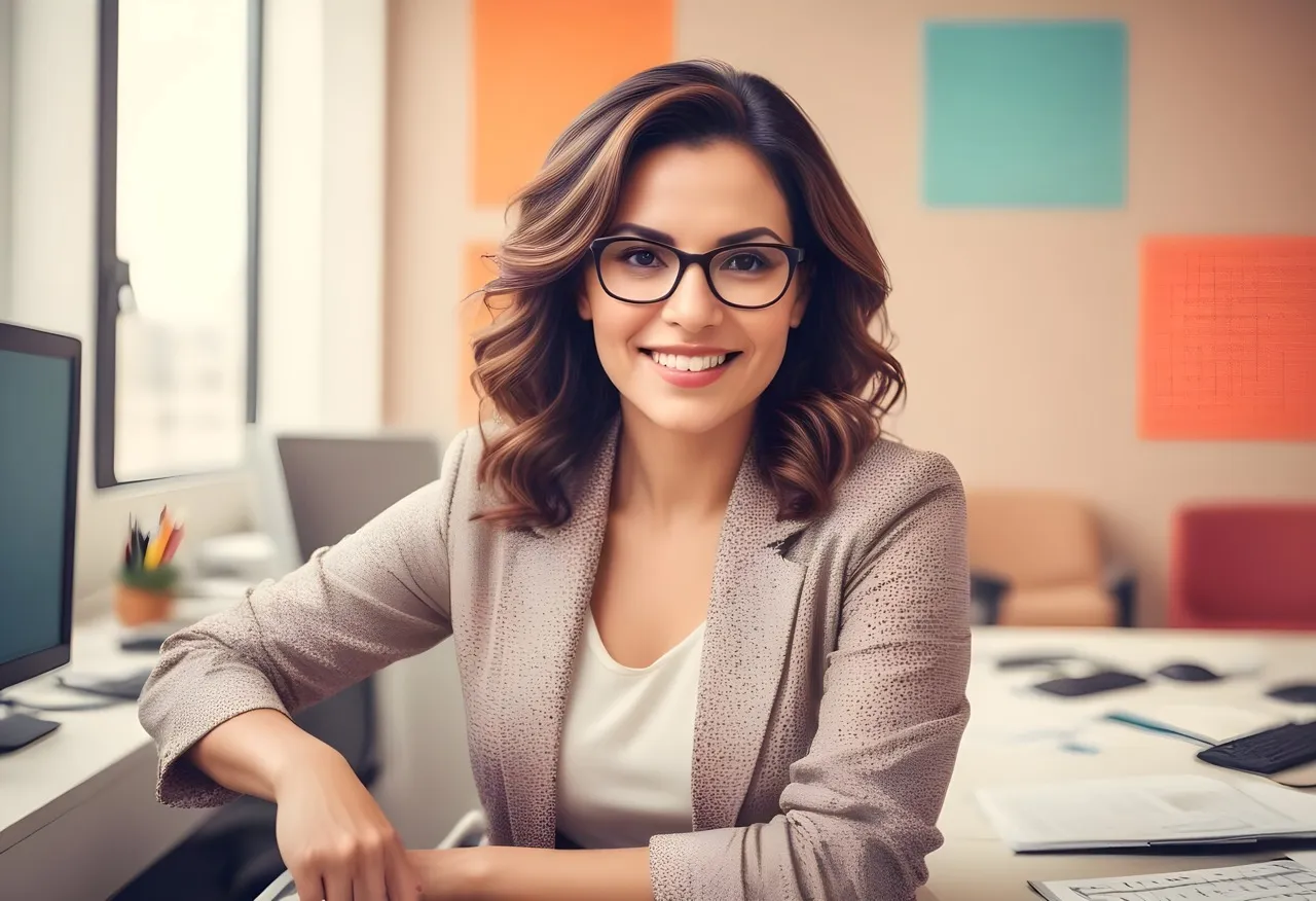 marketing director in her colorful office