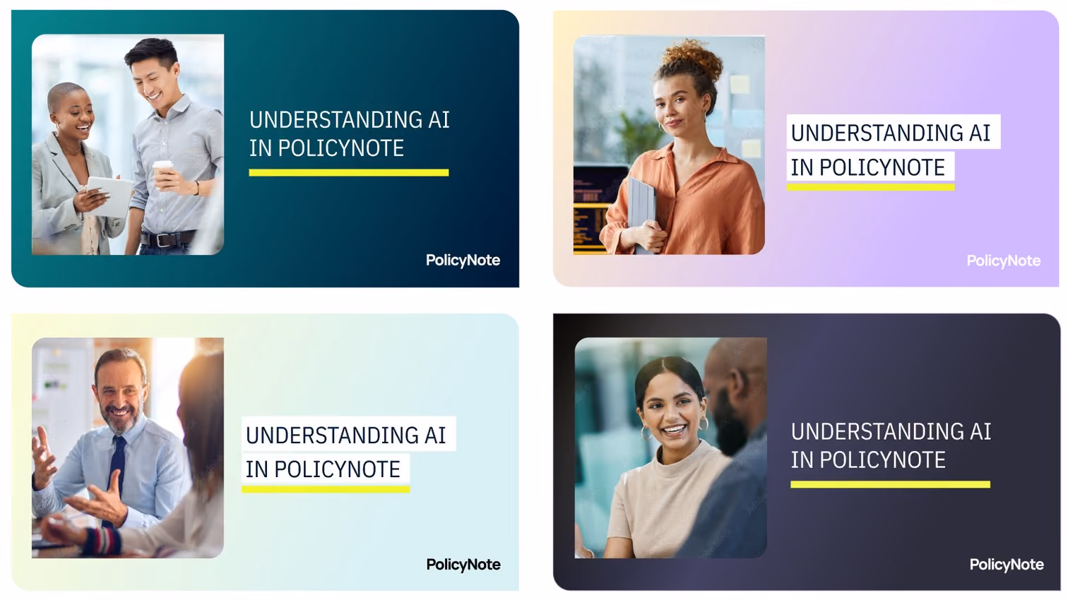 One PolicyNote layout shown in four color systems