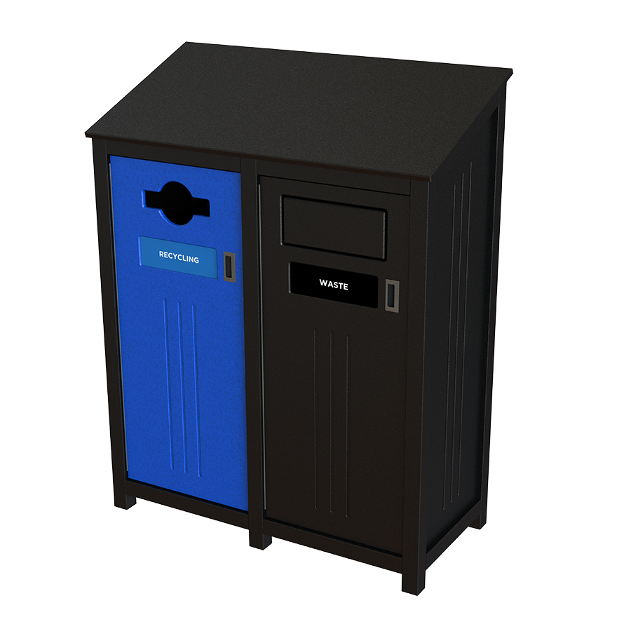 Clean River reverse slant bins for school campuses.