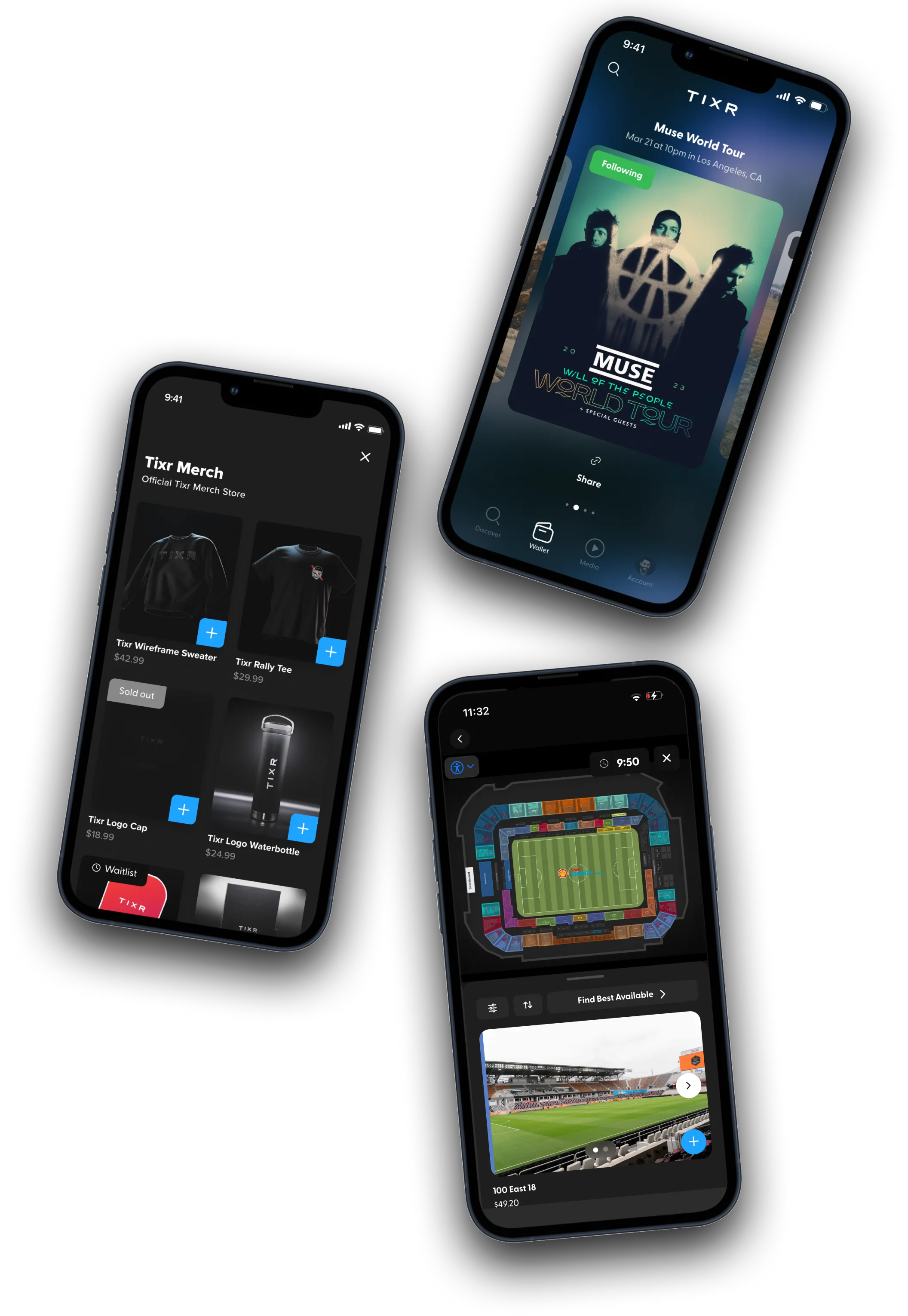 iPhone screens with Tixr product