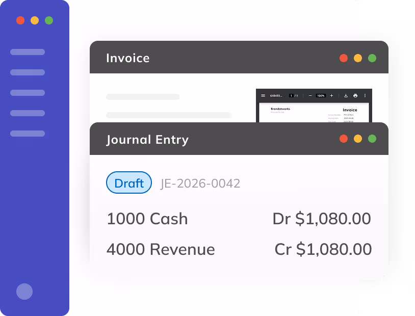 Eleven accounting software for accounting firms featuring a multi-entity general ledger, automated accounts payable workflow, and side-by-side digital invoice reconciliation.