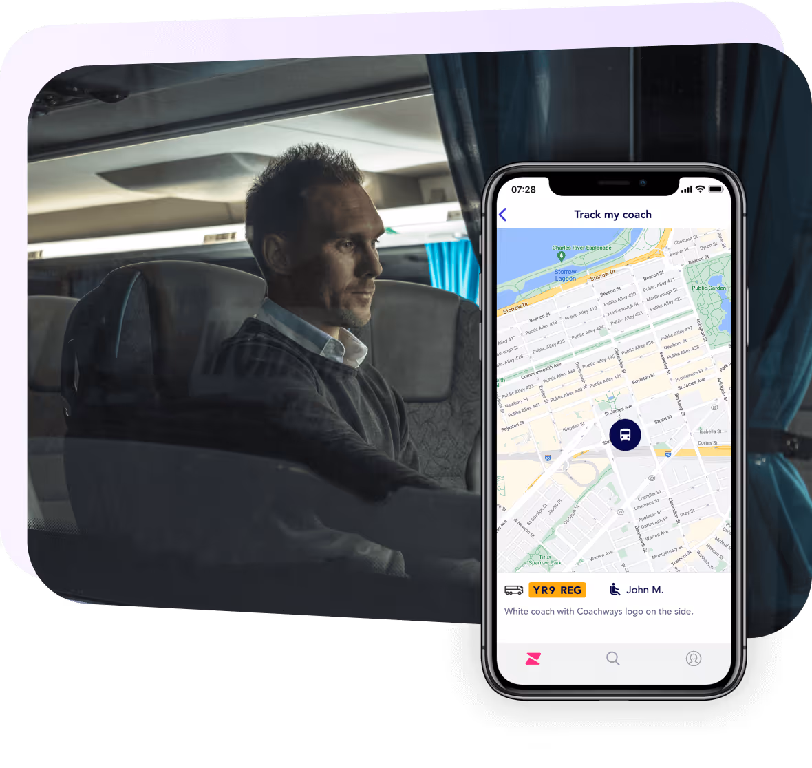 Passenger on a bus working night shift