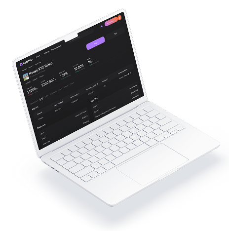 Laptop mockup displaying a dark-themed UI prototype for product and UX/UI design services