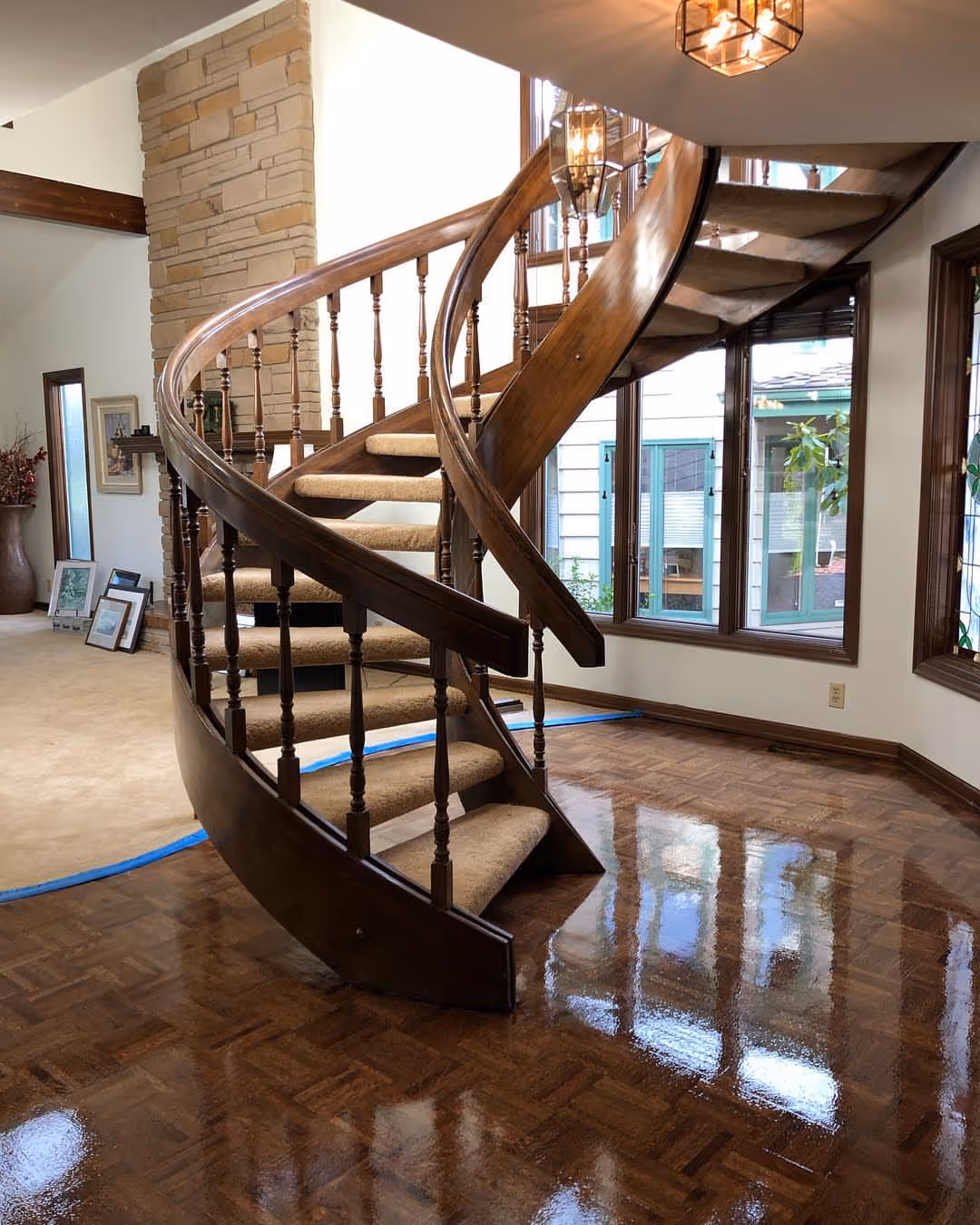 Coffee brown stain on white oak parquet – Seattle, WA, 2026