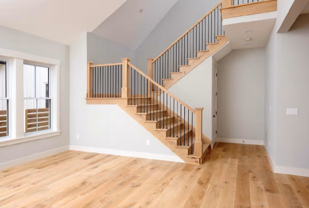 Wood stair treads and nosings repaired and refinished by OC Flooring in Arlington, WA