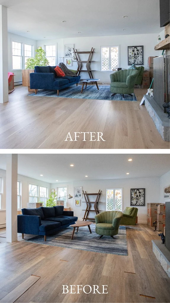 Before and after vinyl plank flooring installation in Lake Stevens, WA