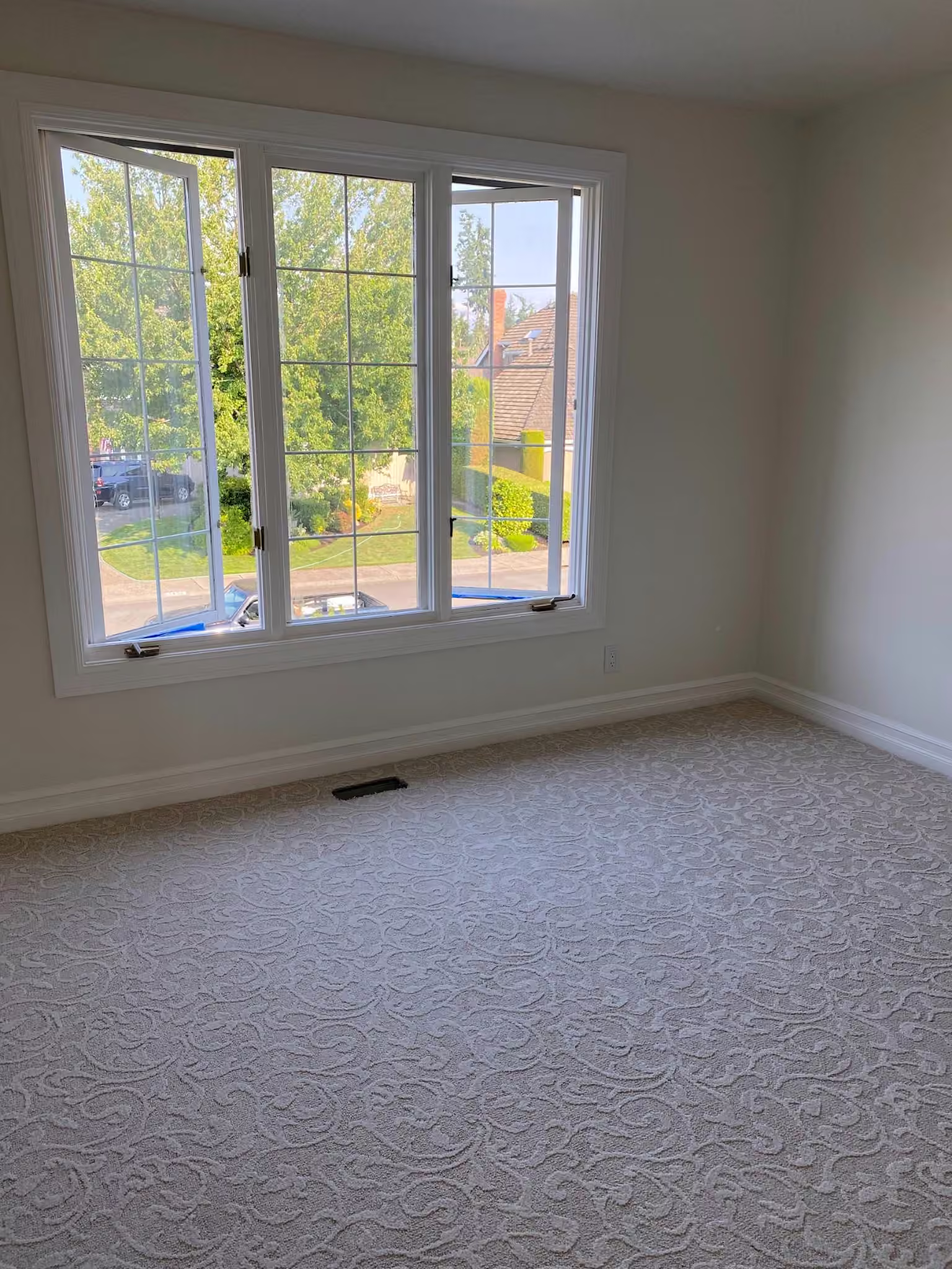 Finished bedroom carpet installation