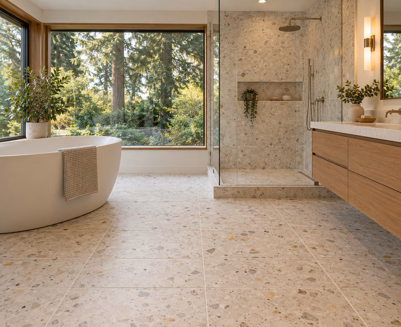 Porcelain tile flooring in a Shoreline-inspired home interior