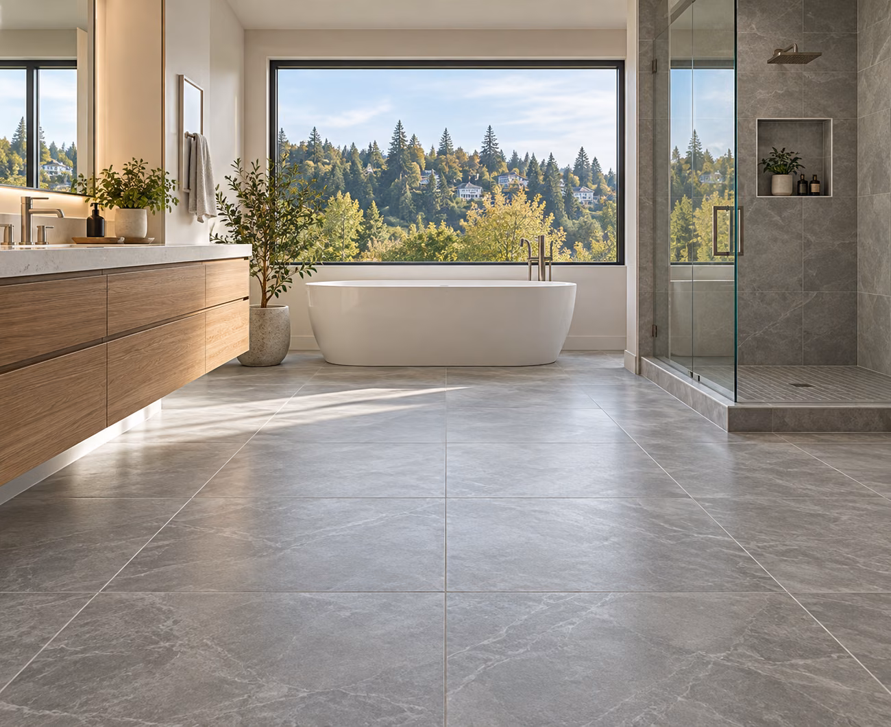 Porcelain tile flooring in a Renton-inspired home interior