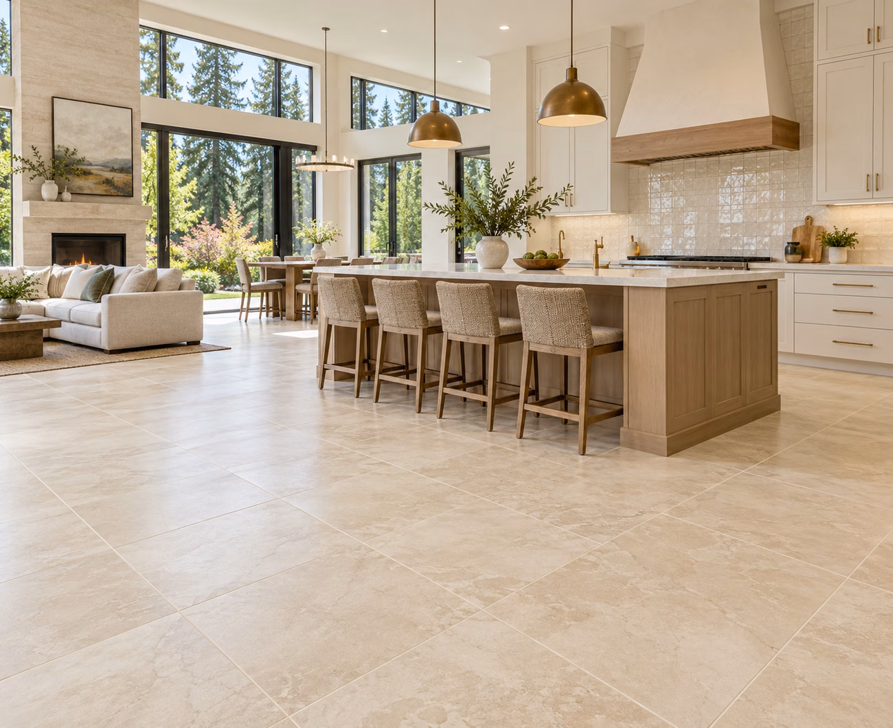 Porcelain tile flooring in a Sammamish-inspired home interior