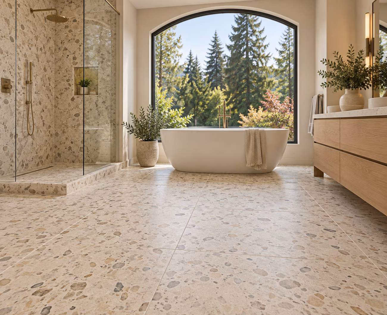 Porcelain tile flooring in a Mill Creek-inspired home interior