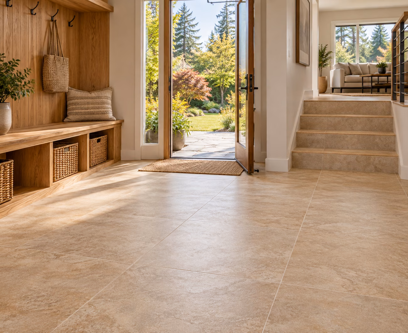 Porcelain tile flooring in a Lynnwood-inspired home interior