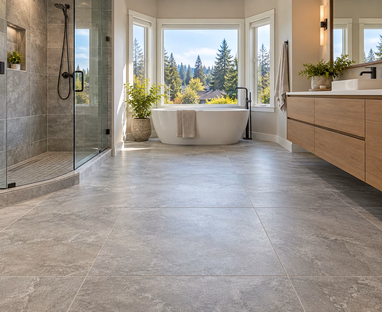 Porcelain tile flooring in a Marysville-inspired home interior