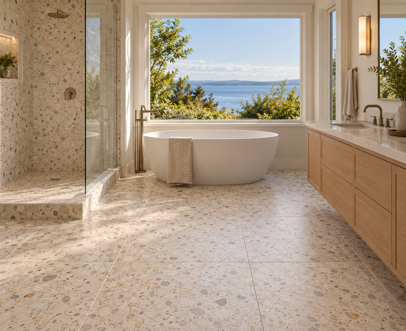 Porcelain tile flooring in a Edmonds-inspired home interior