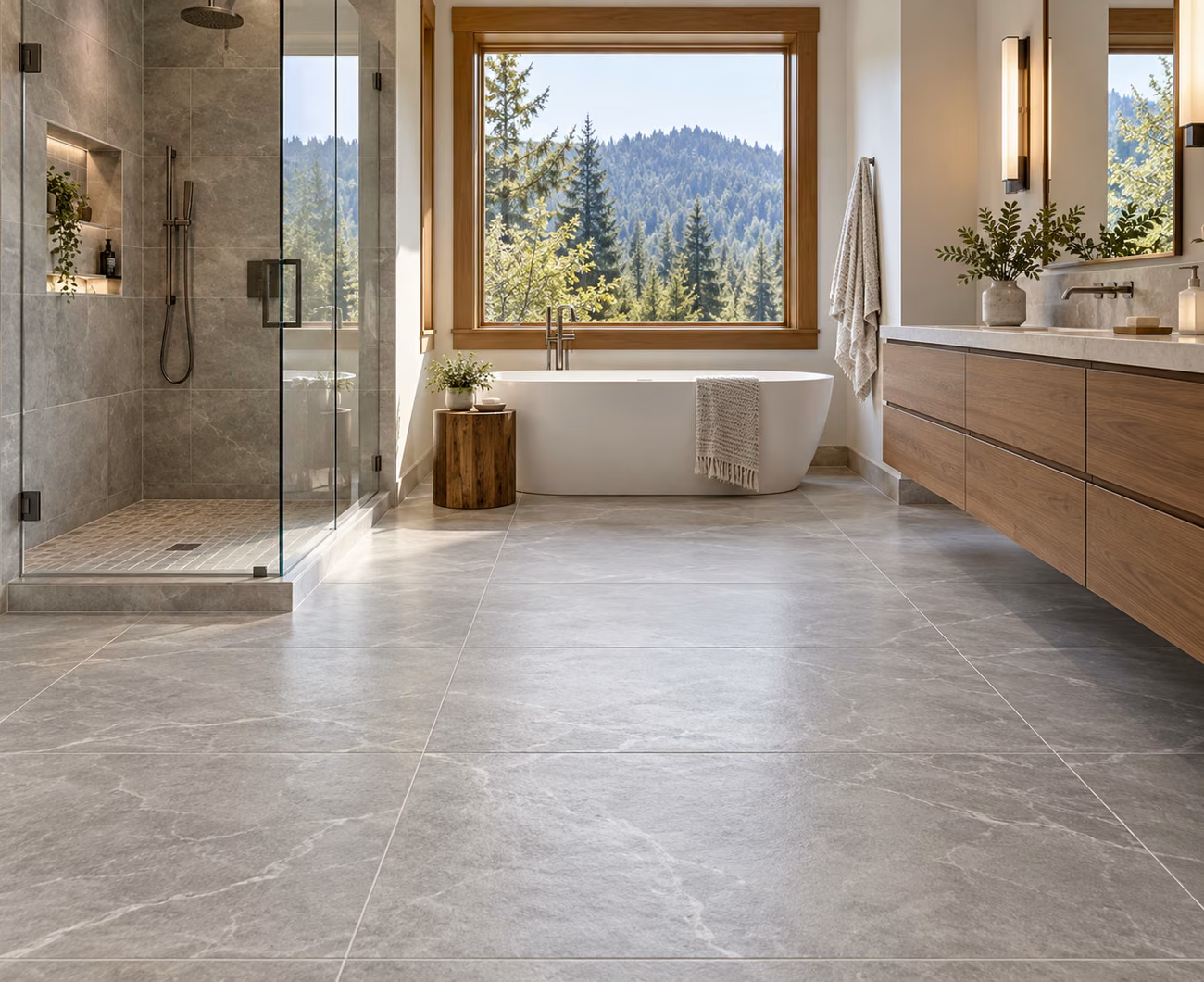 Porcelain tile flooring in a Issaquah-inspired home interior