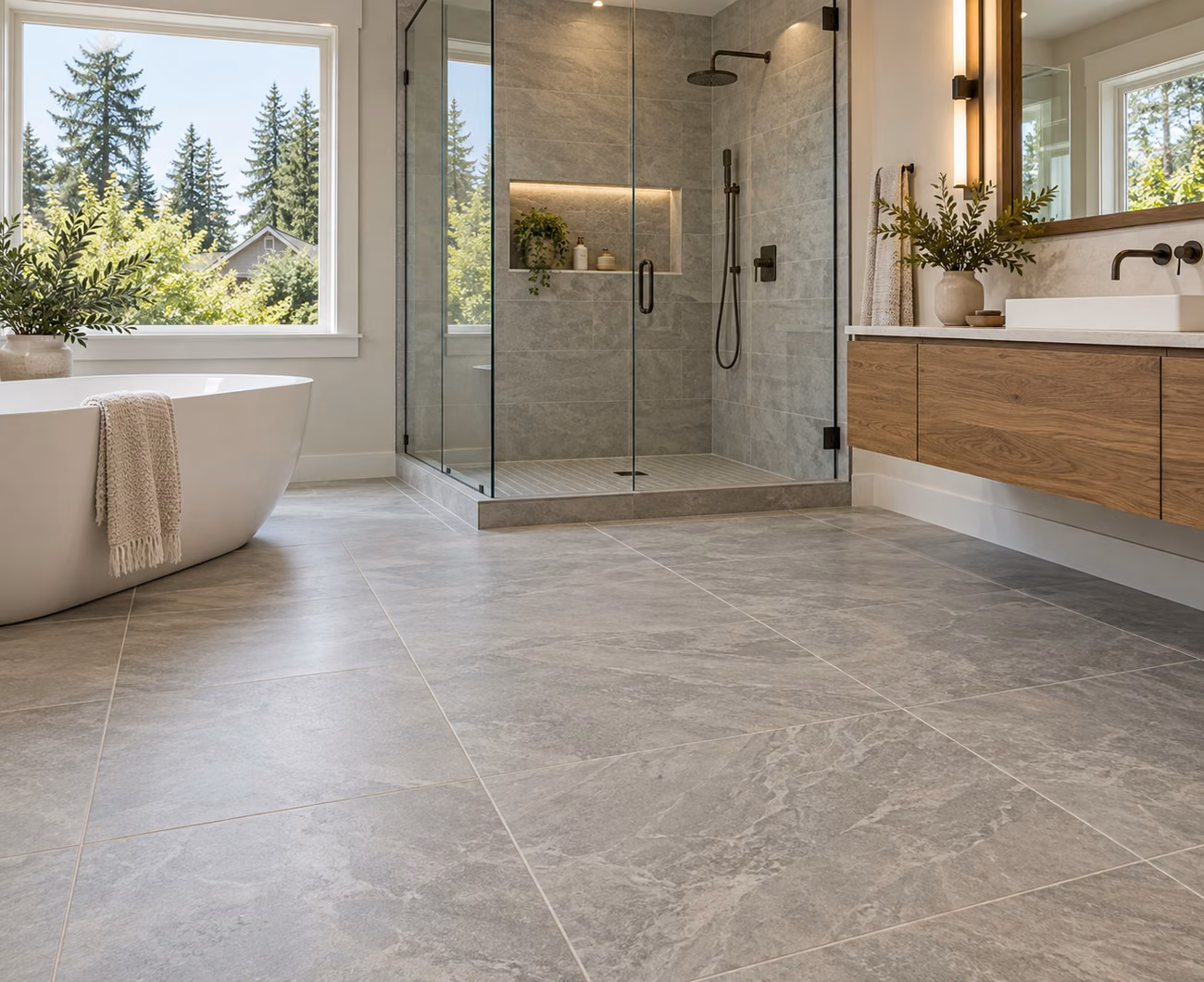 Porcelain tile flooring in a Bothell-inspired home interior