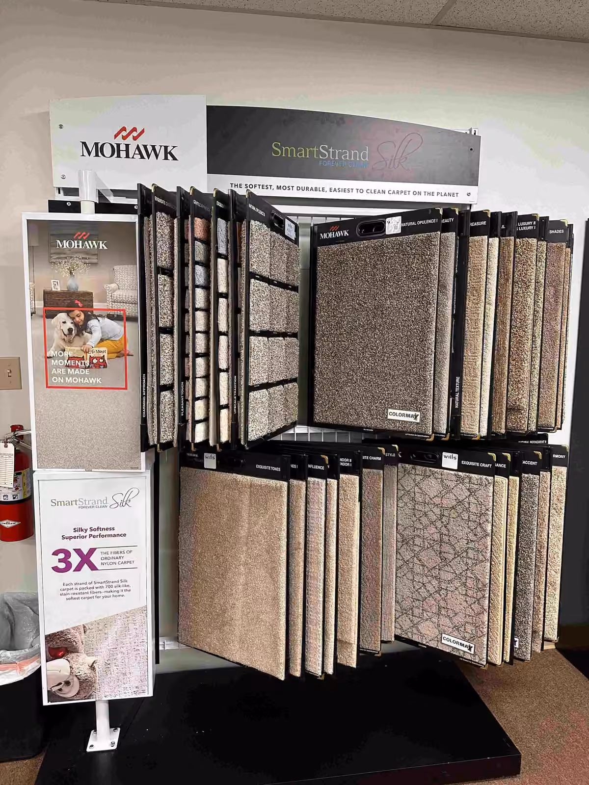 Flooring and stone samples in the OC Flooring showroom