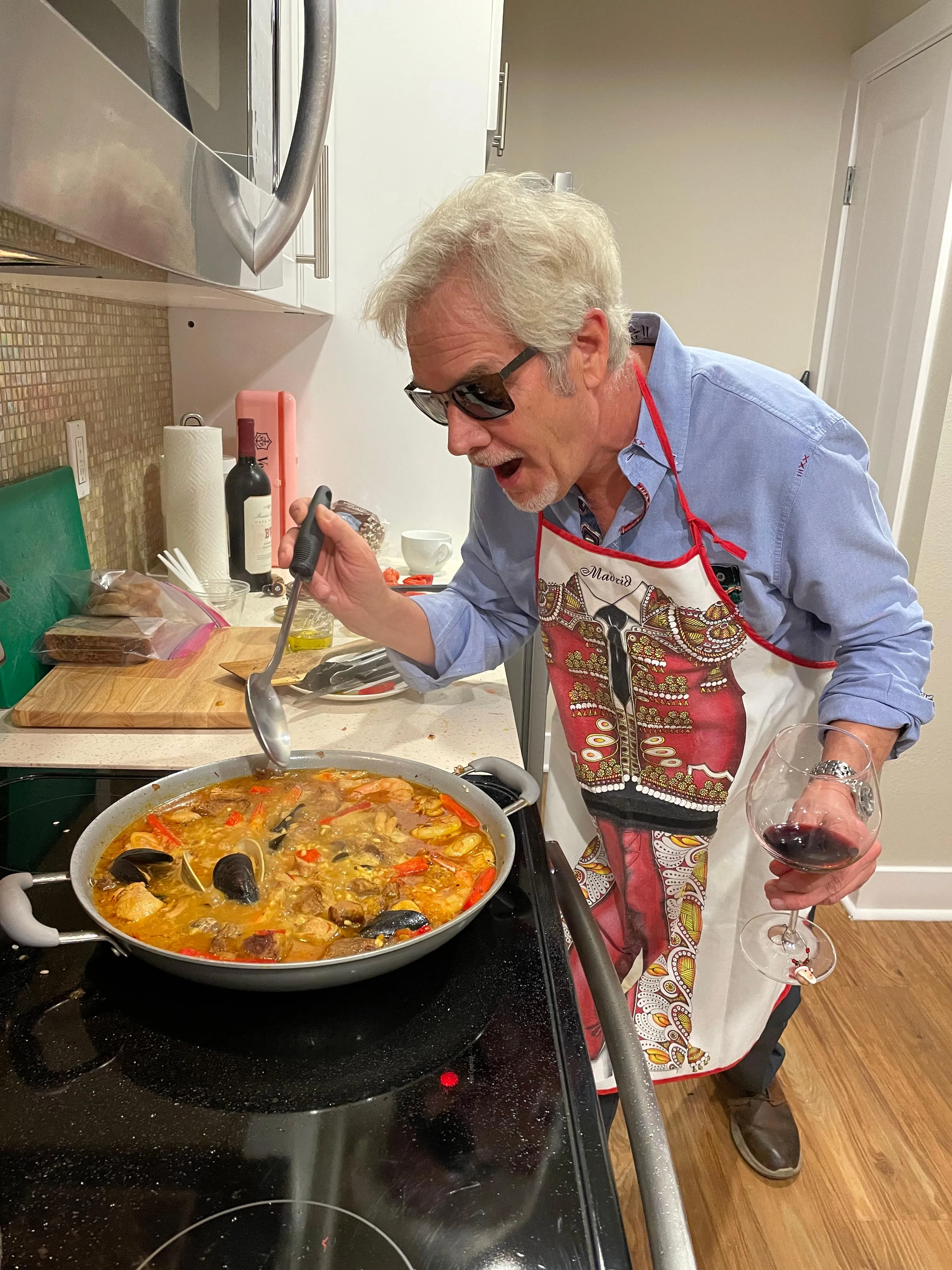 Earth2Bill podcast host Bill Gentry cooking a fabulous meal.