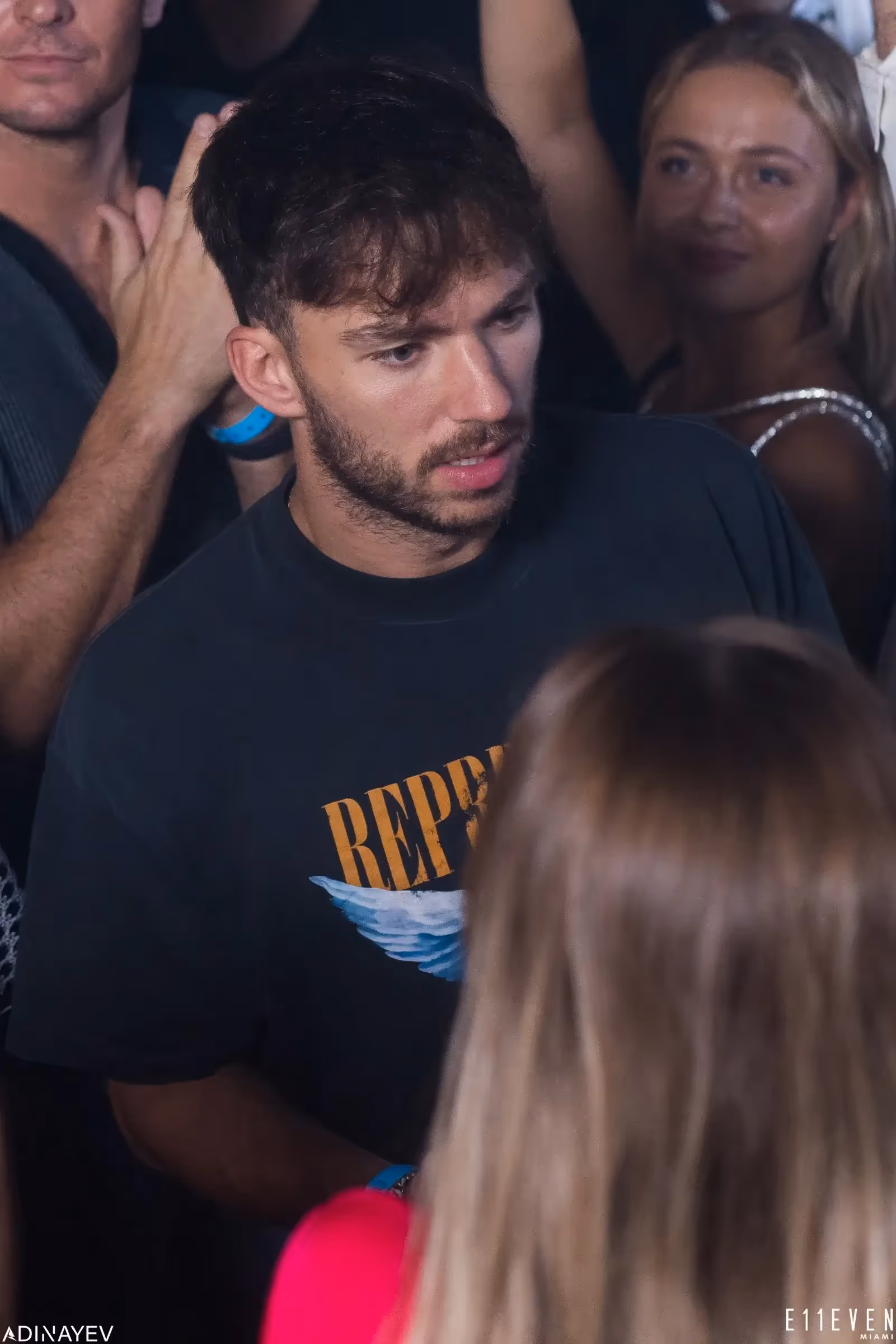 Pierre Gasly celebrating Miami Race Week after parties at E11EVEN