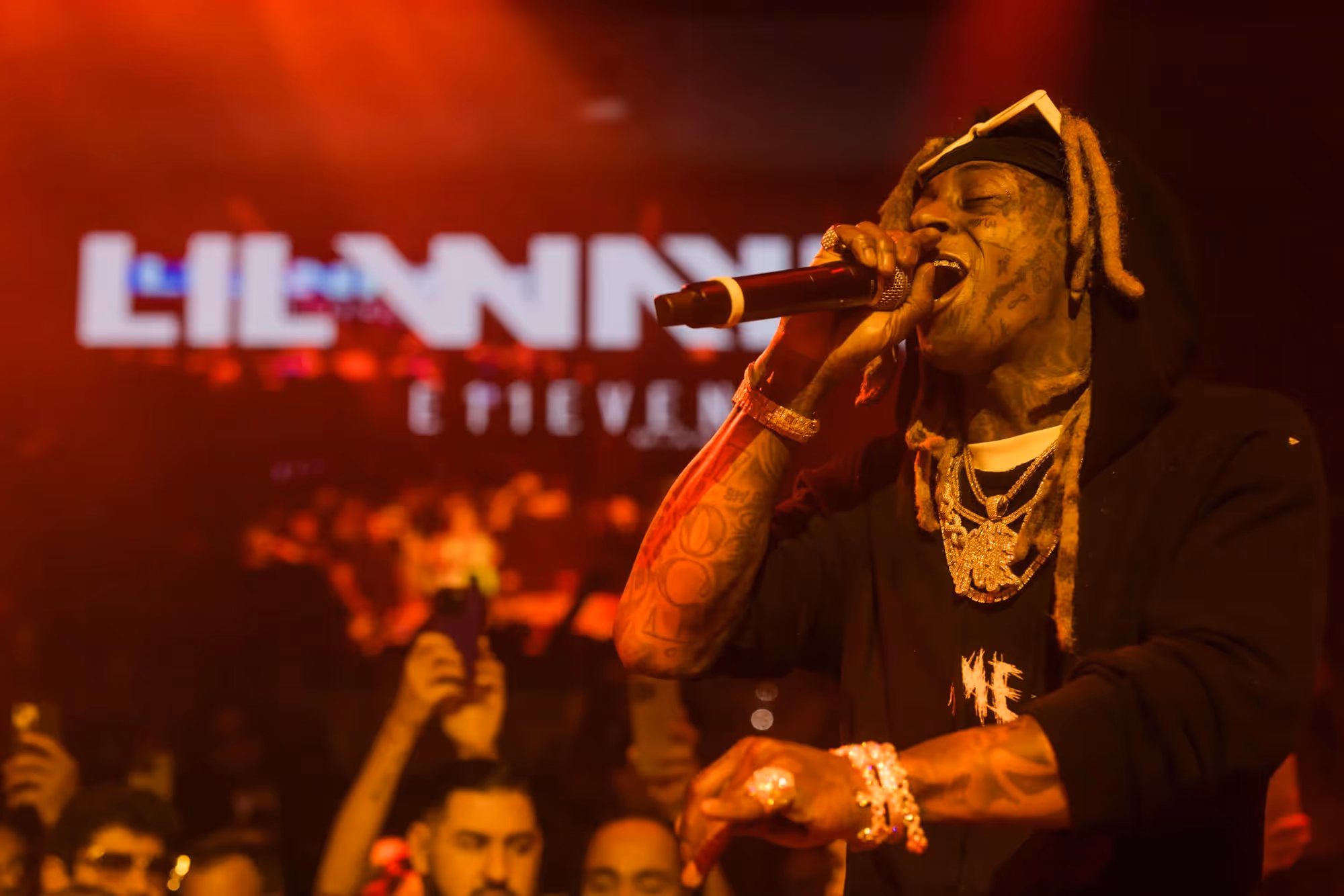 Lil Wayne performing a concert at E11EVEN Miami