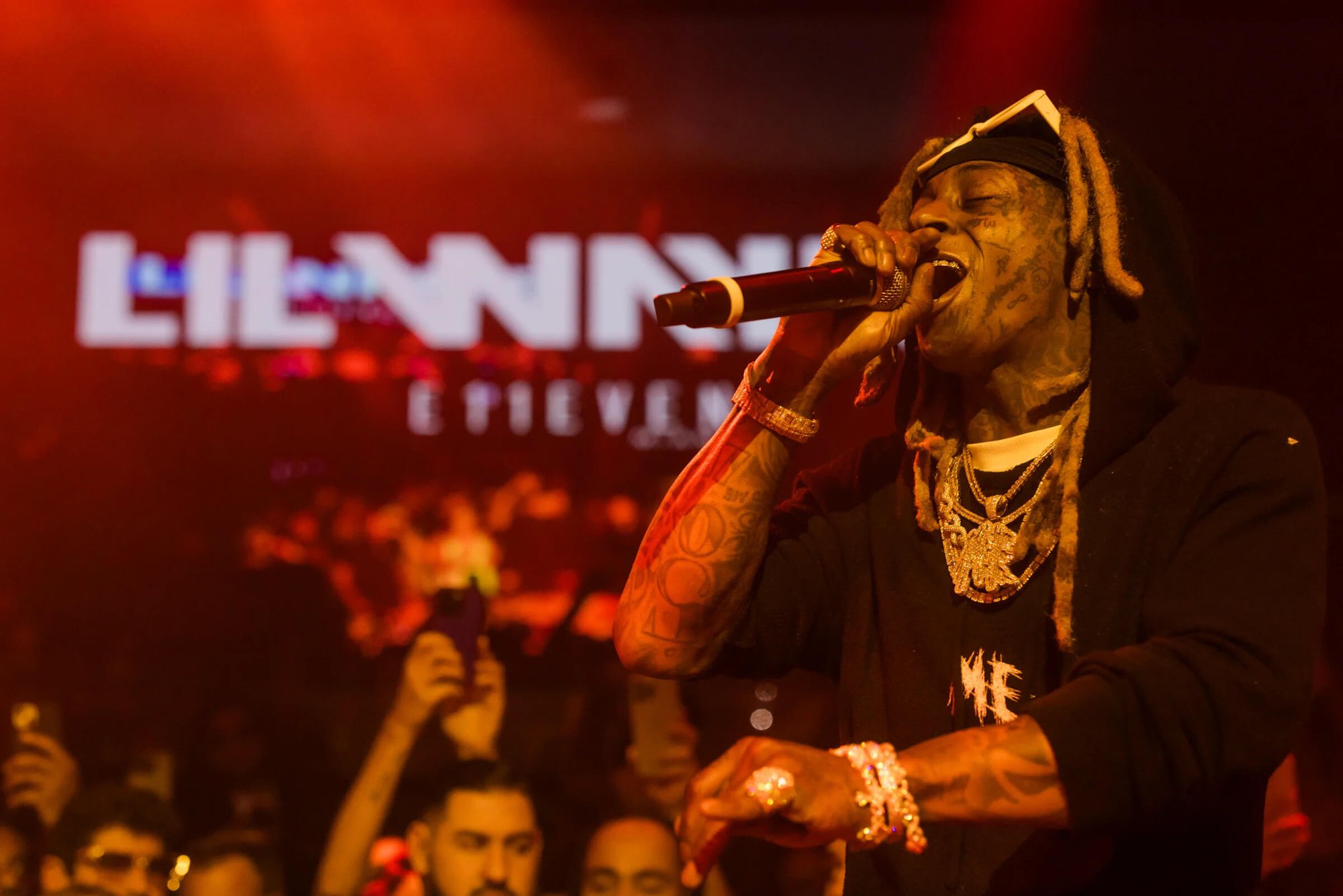 Lil Wayne performing a concert at E11EVEN Miami