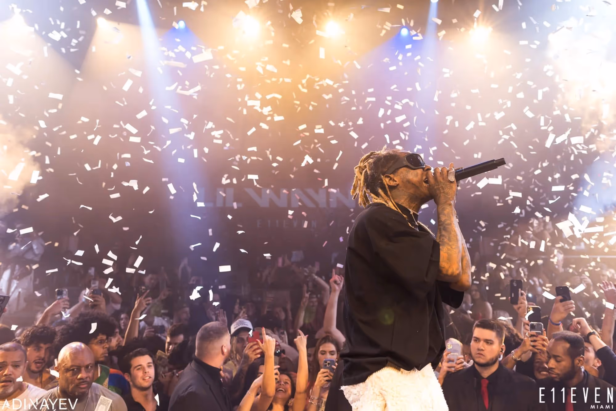 Lil Wayne performing a concert at E11EVEN Miami for 11BASEL