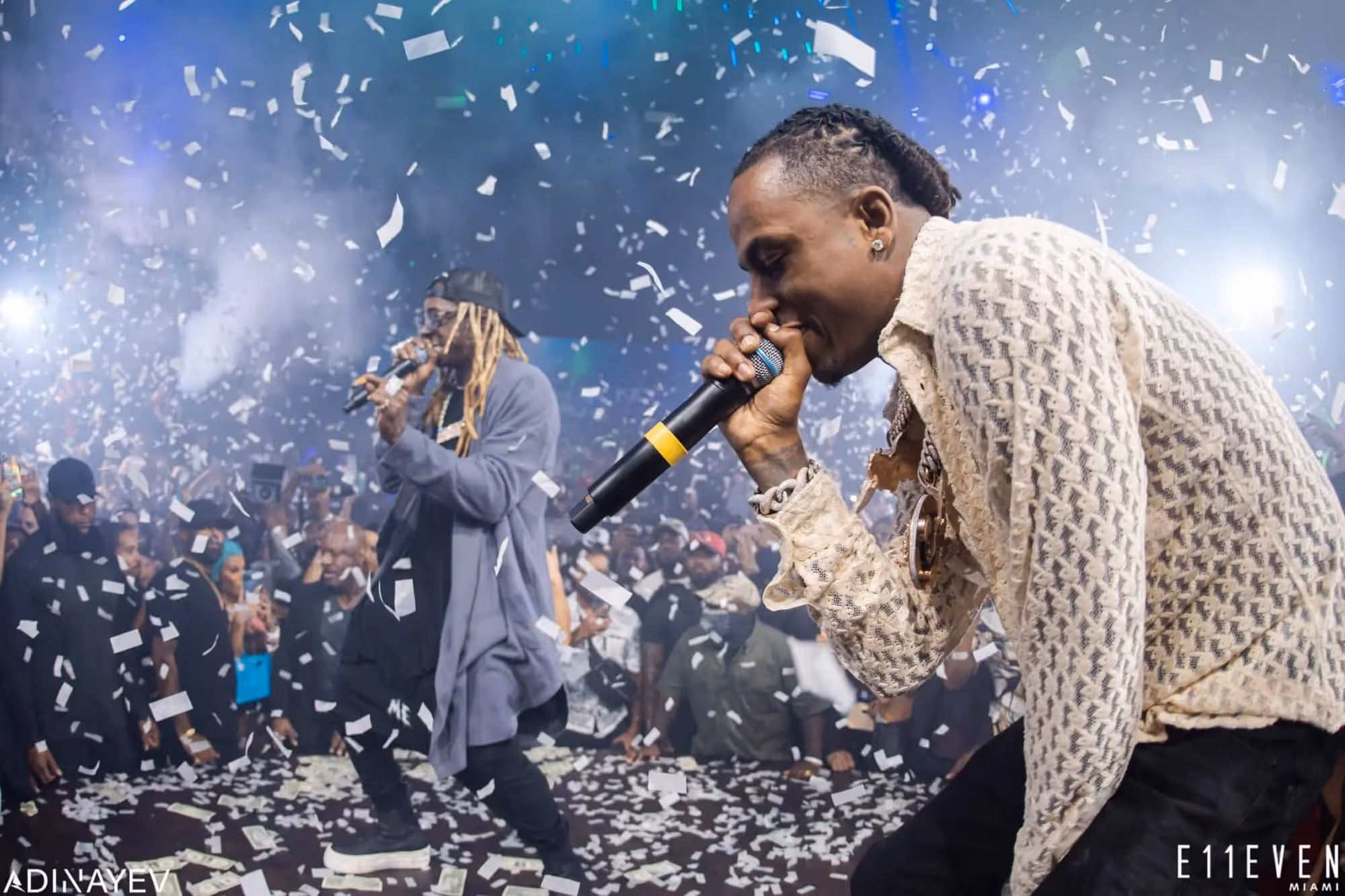 Lil Wayne and Rich the Kid performing a concert at E11EVEN Miami together
