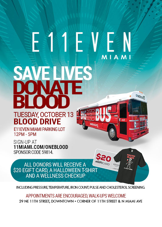 E11EVEN MIAMI BLOOD DRIVE at E11EVEN