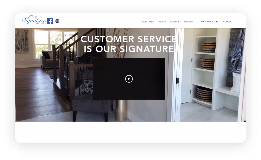 Signature Homes old homepage before our design