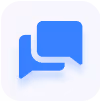 Blue speech bubble chat icon with two overlapping chat bubbles.