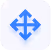 Blue four-way arrow icon indicating movement or resizing in all directions.