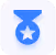 Blue medal icon with a star in the center.