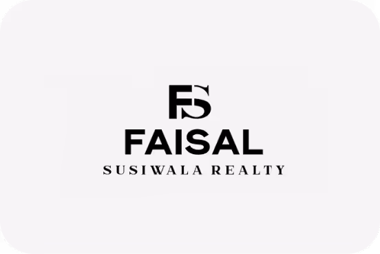 Logo with stylized letters 'FS' above bold text 'FAISAL' and smaller text 'SUSIWALA REALTY' on a light background.