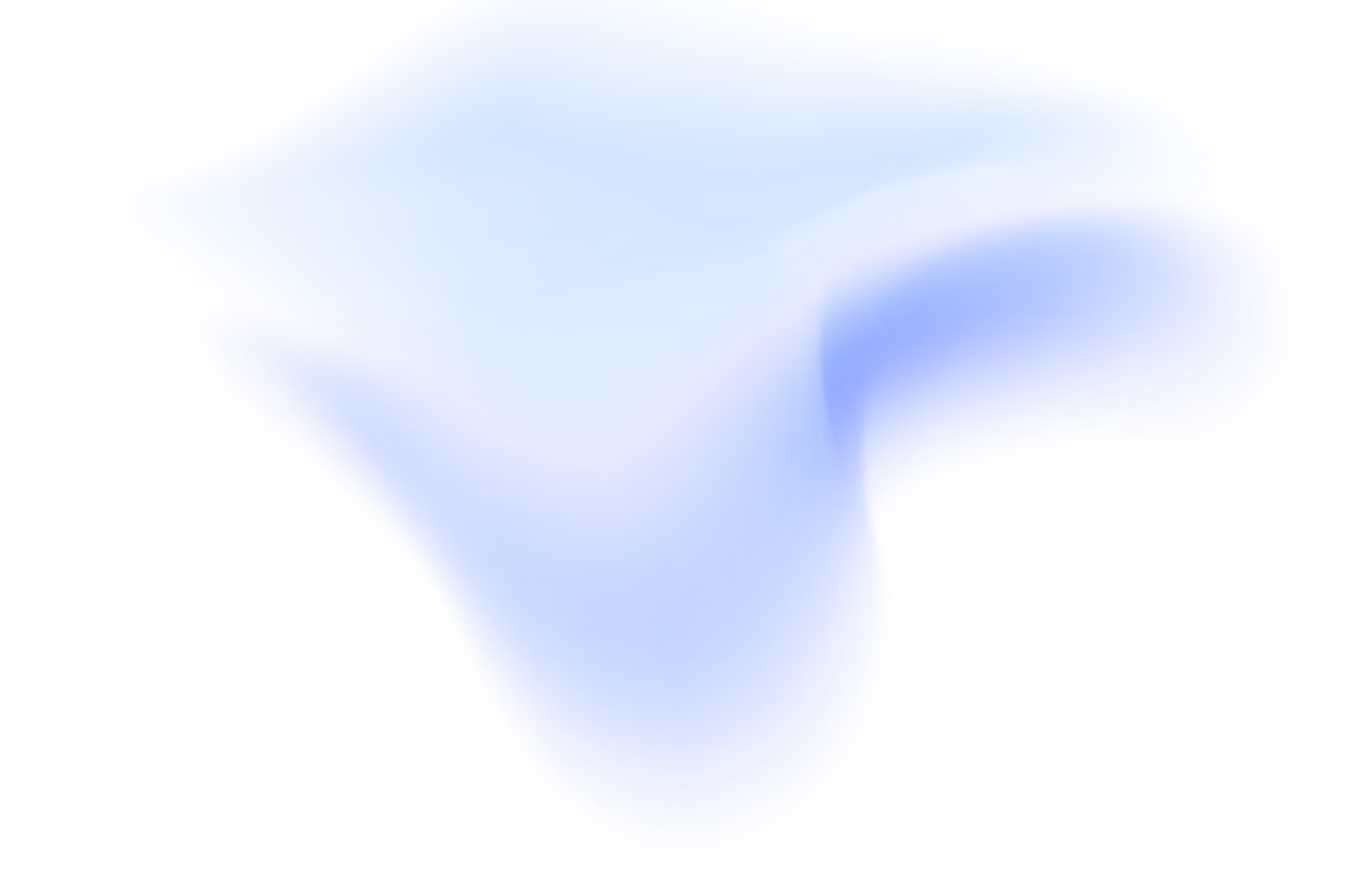Abstract blue and white gradient shape with soft, flowing edges on a transparent background.