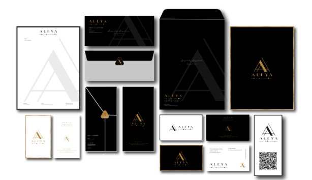 Real Estate marketing materials based on luxury logo design - Zinda Agency