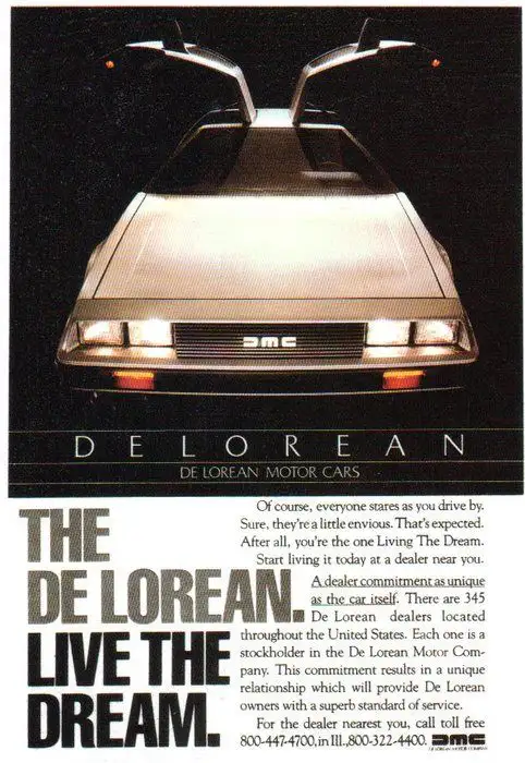 thumbnail of 1980 print ad for De Lorean