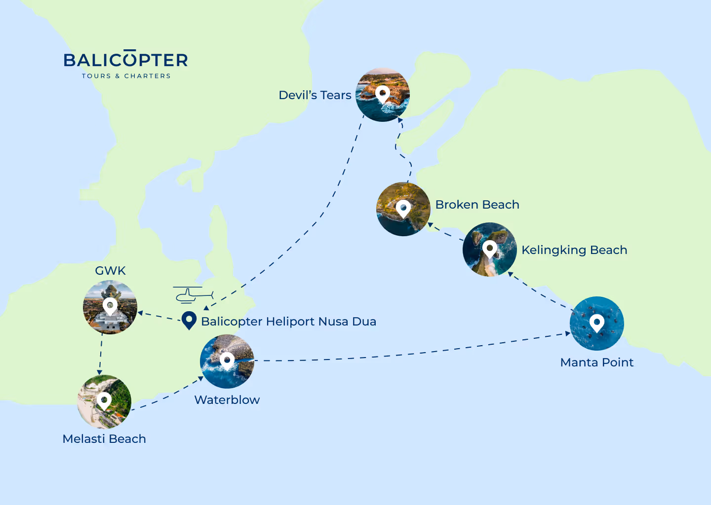 Visual Map Helicopter Tour Bukit Nusa Penida Bali
Balicopter 