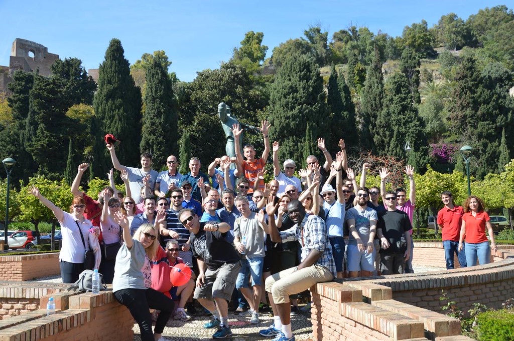 Group finishing the treasure hunt in Spain