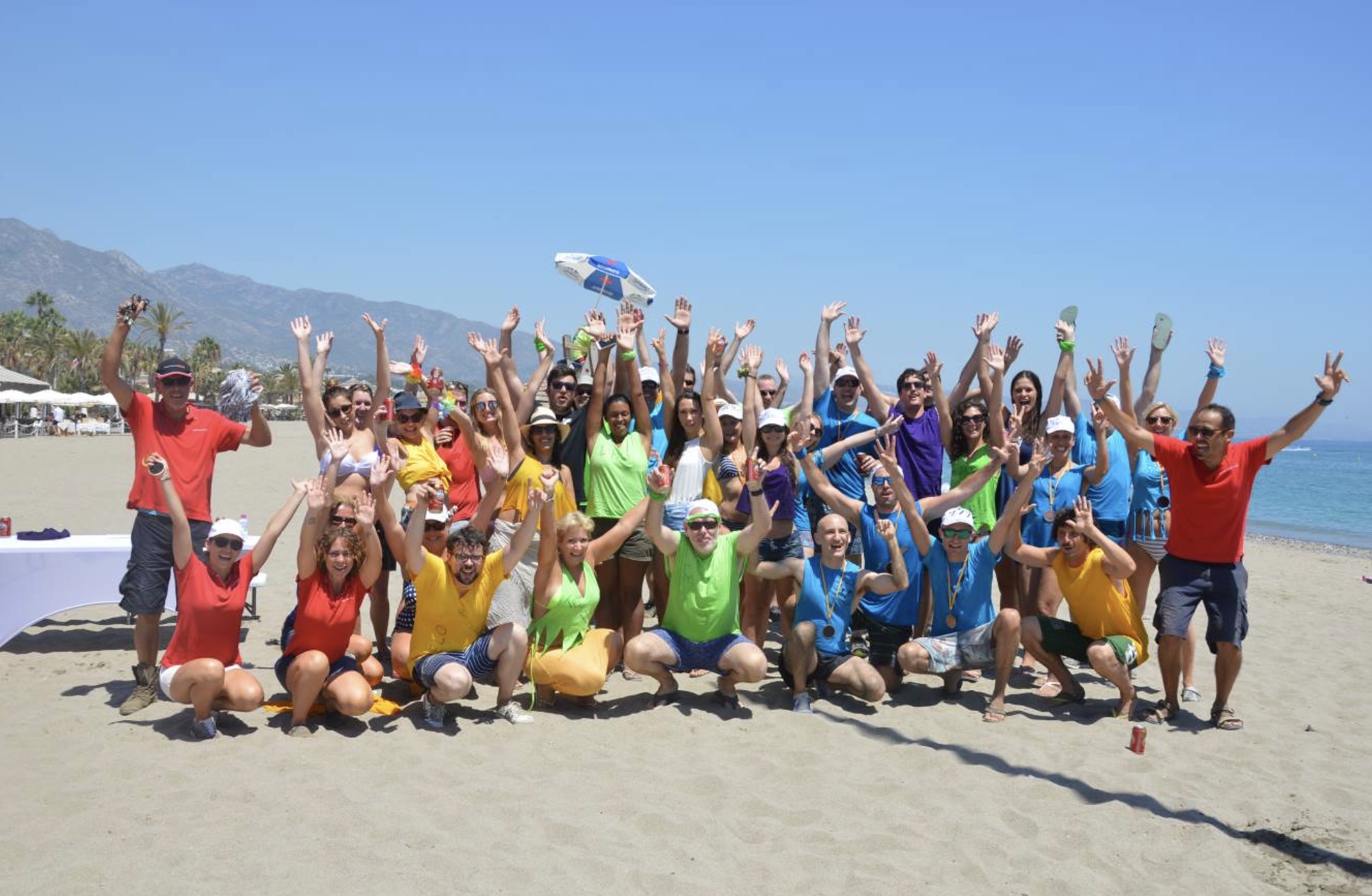 Team after beach olympics during their company offsite