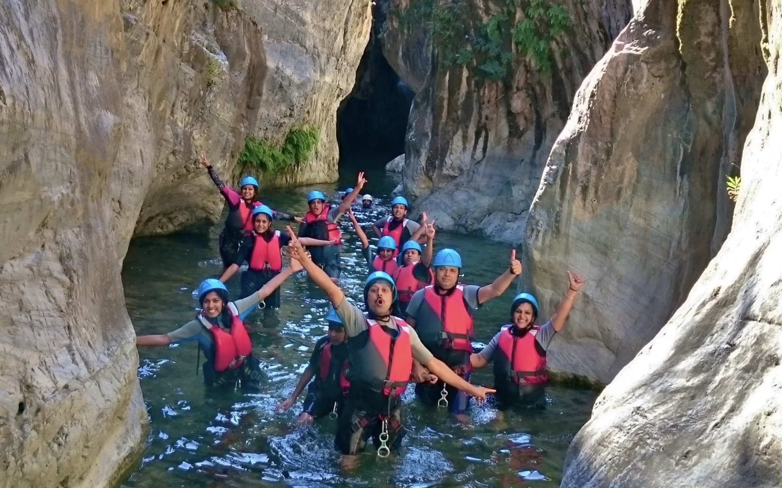 Canyoning in the Guadalmina Gorge during a team event in Marbella