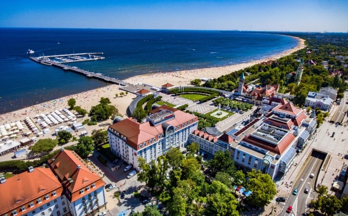 Aerial view of Sopot coastline