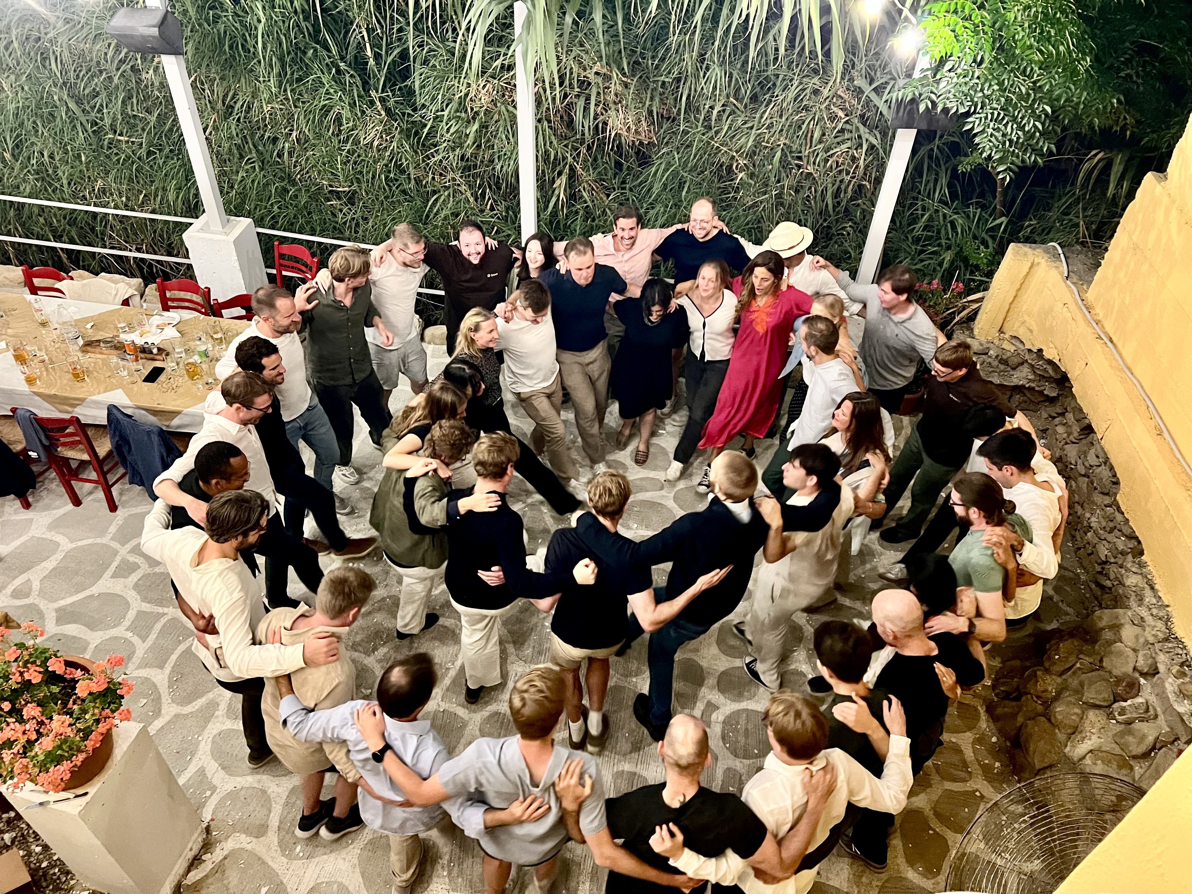 Team building through Greek dances during a company retreat