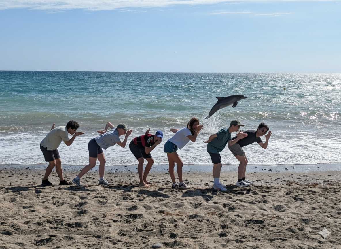 Leisure beach time and fun during a company offsite by the sea