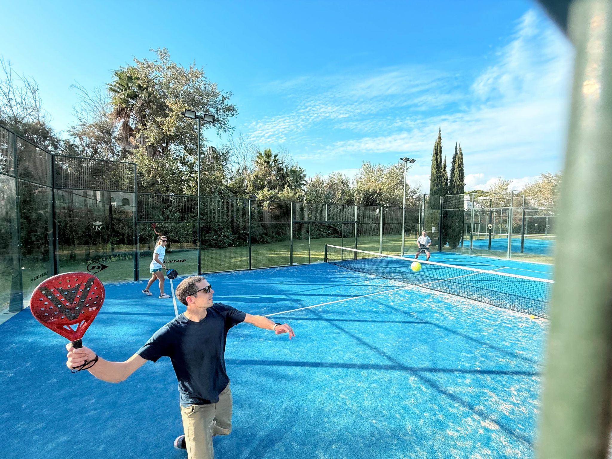 Padel match as a team-building activity during a company retreat