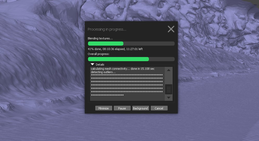 A screenshot of Agisoft Metashape processing a realistic racing simulator mesh.