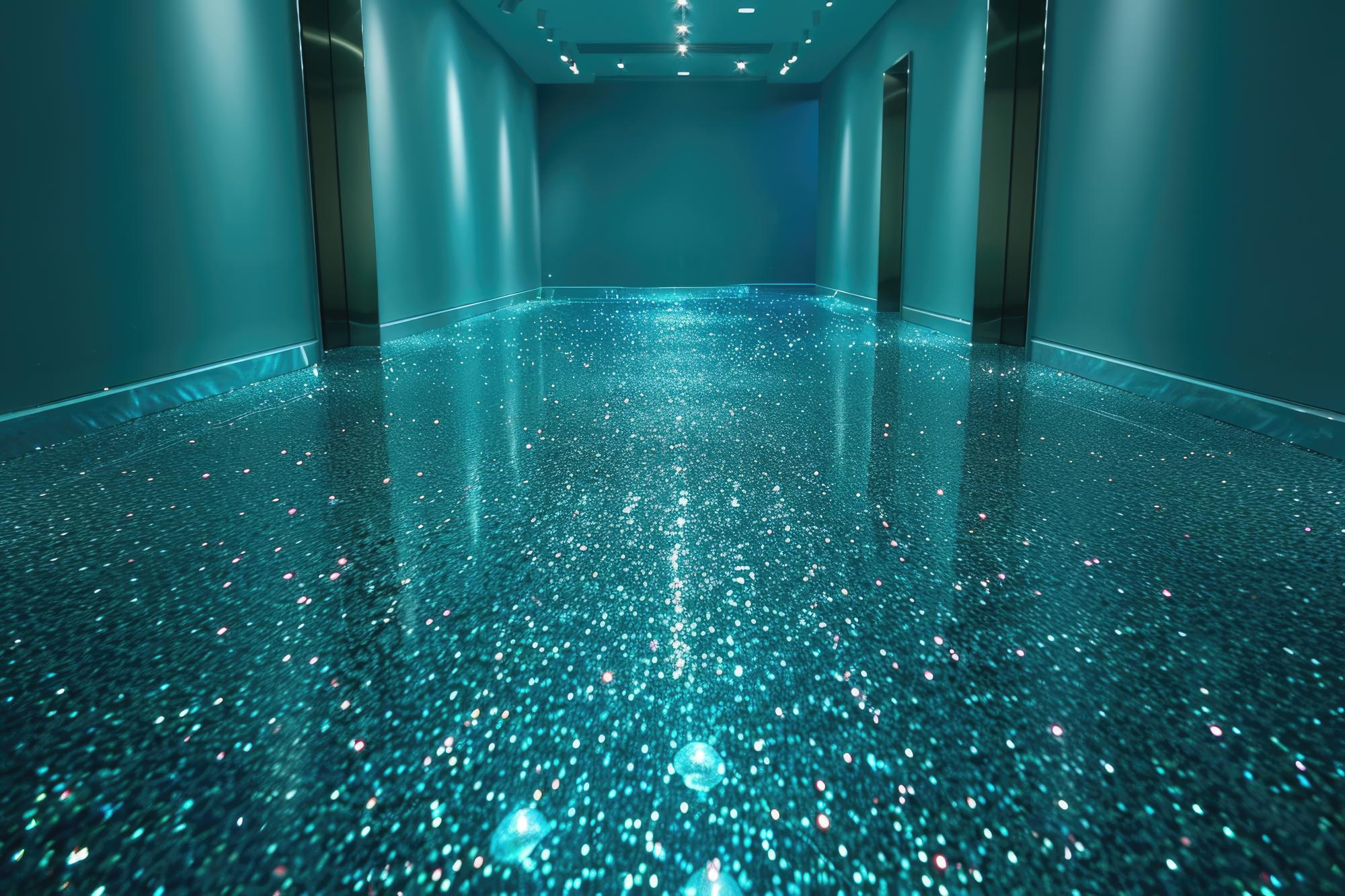 Modern hallway with a glossy commercial epoxy floor